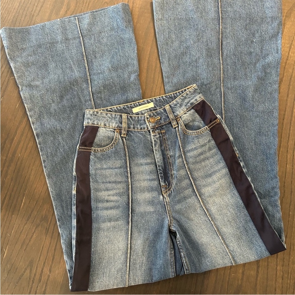 Zimmermann Wide Leg Denim Casual Jeans Blue Stripe Size 26